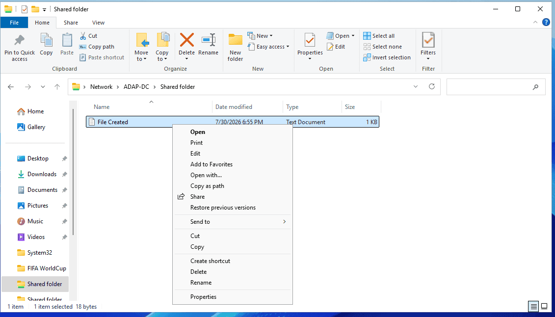 Navigating to file properties