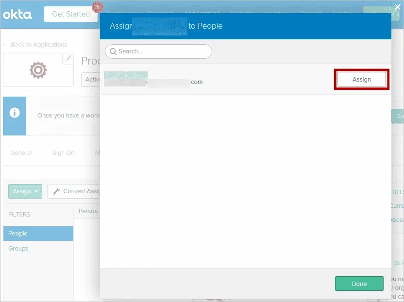 Assigning a user to an application in Okta