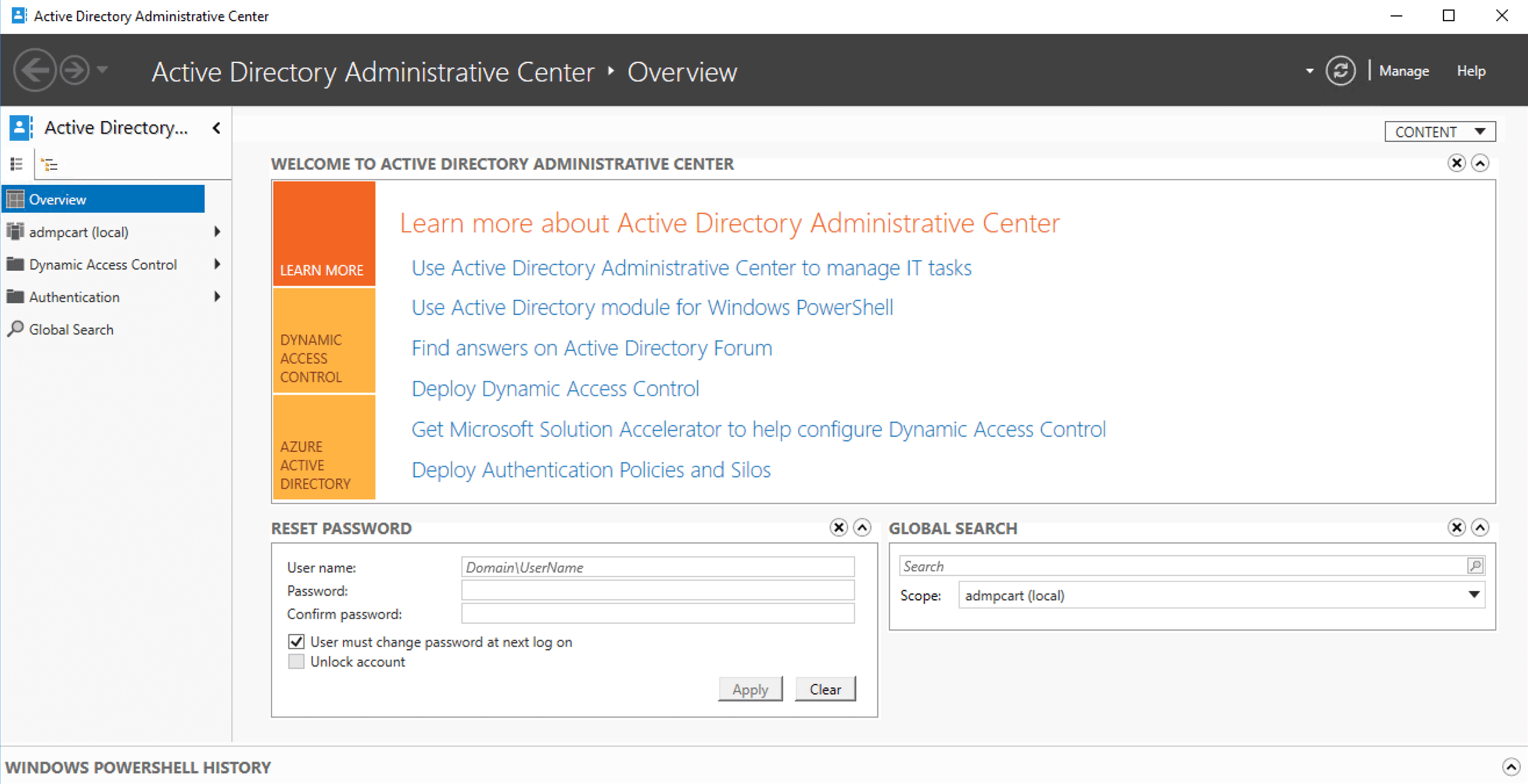 The Active Directory Administrative Center