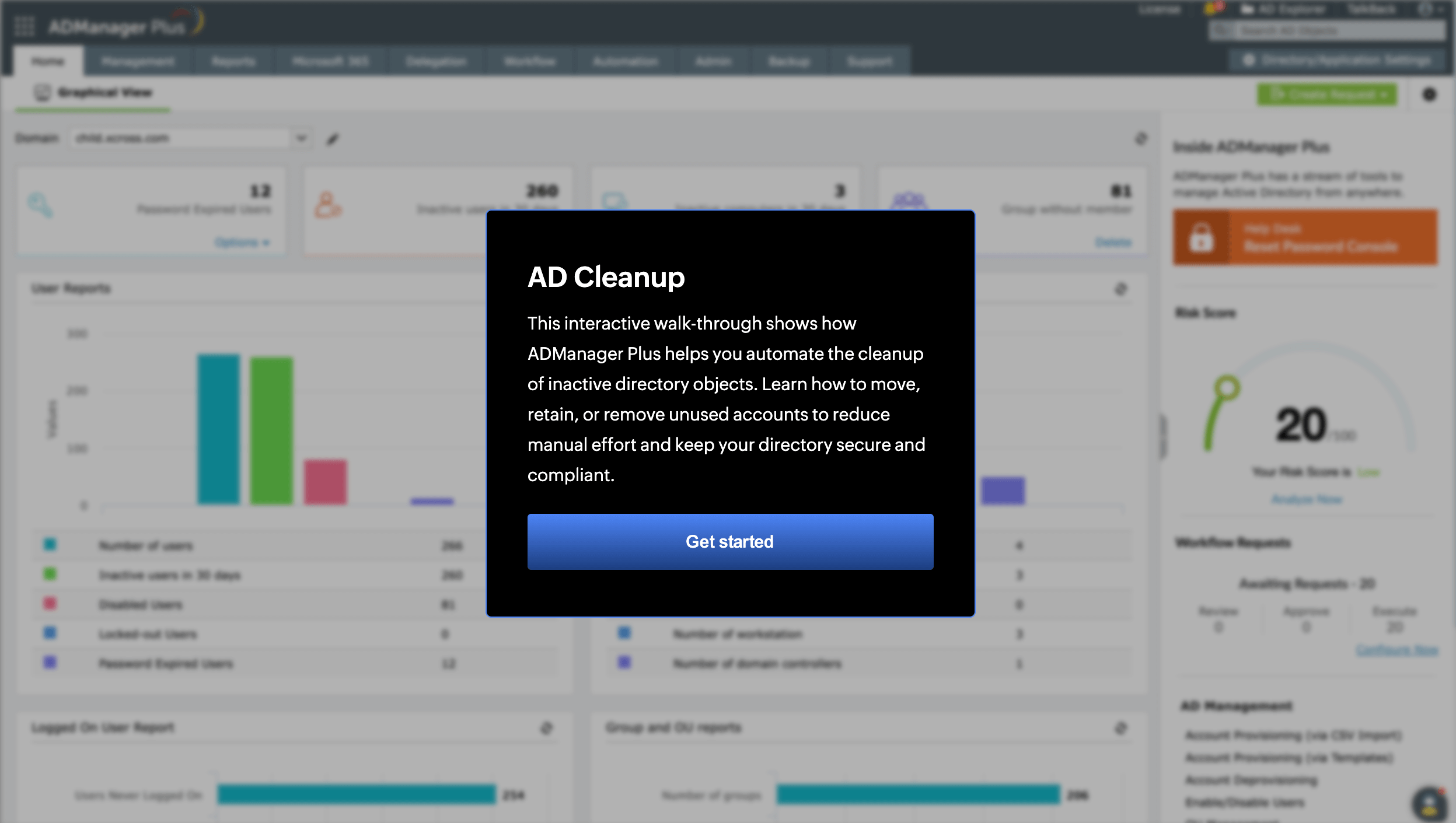 Guided demo for automated AD cleanup