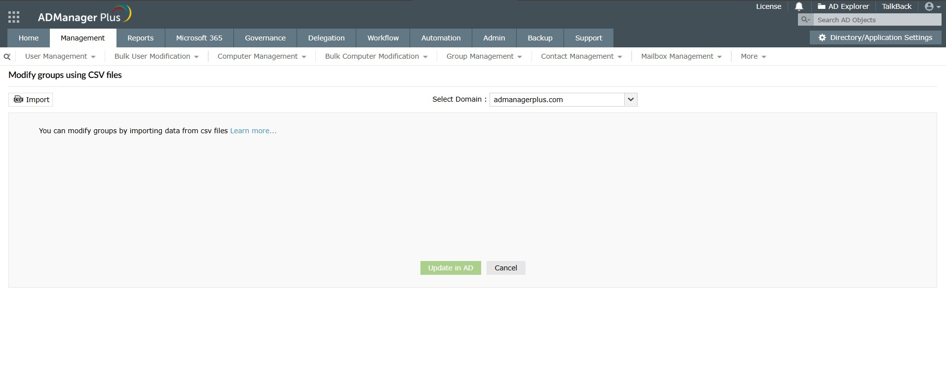 How to modify group in bulk in Active Directory using ADManager Plus