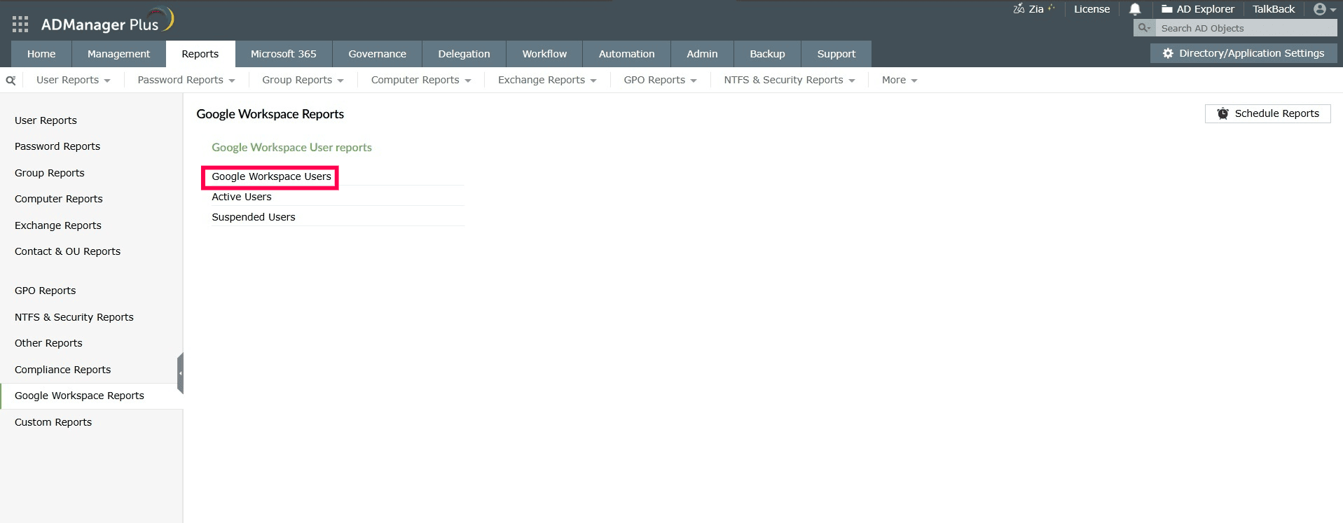  How to get Google Workspace users report using ADManager Plus