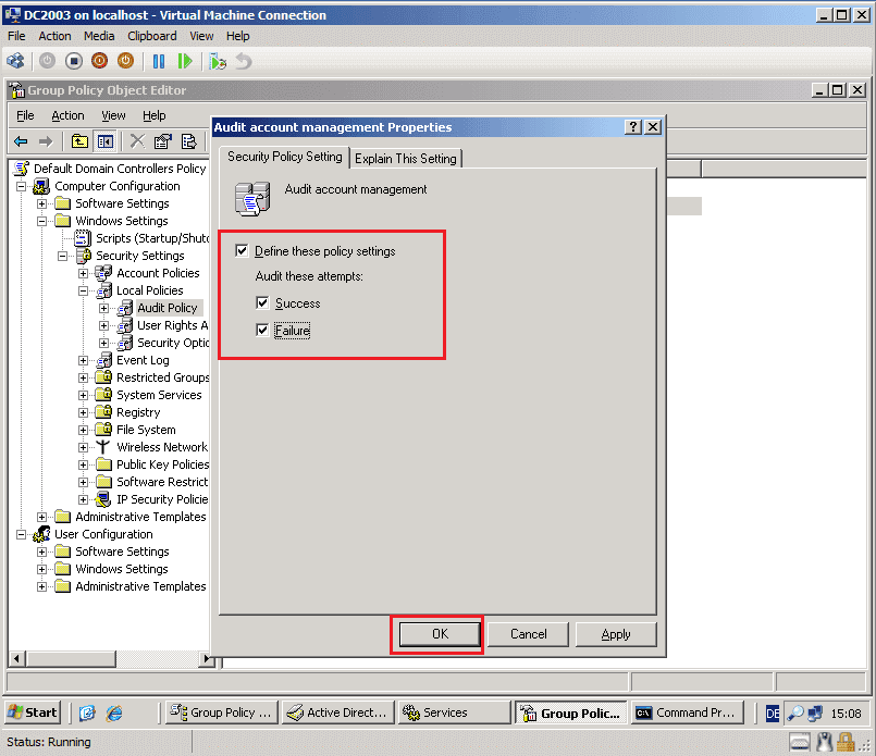 Enable Success and Failure attempts in audit account management to successfully migrate sIDHistory.
