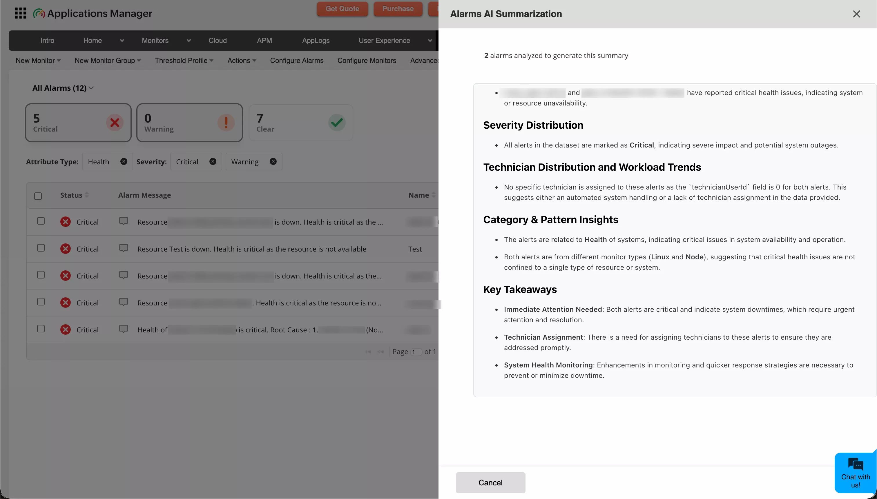 AI Alarm Summary | Smart Alerts in Applications Manager AI Alarms Summary | Applications Manager