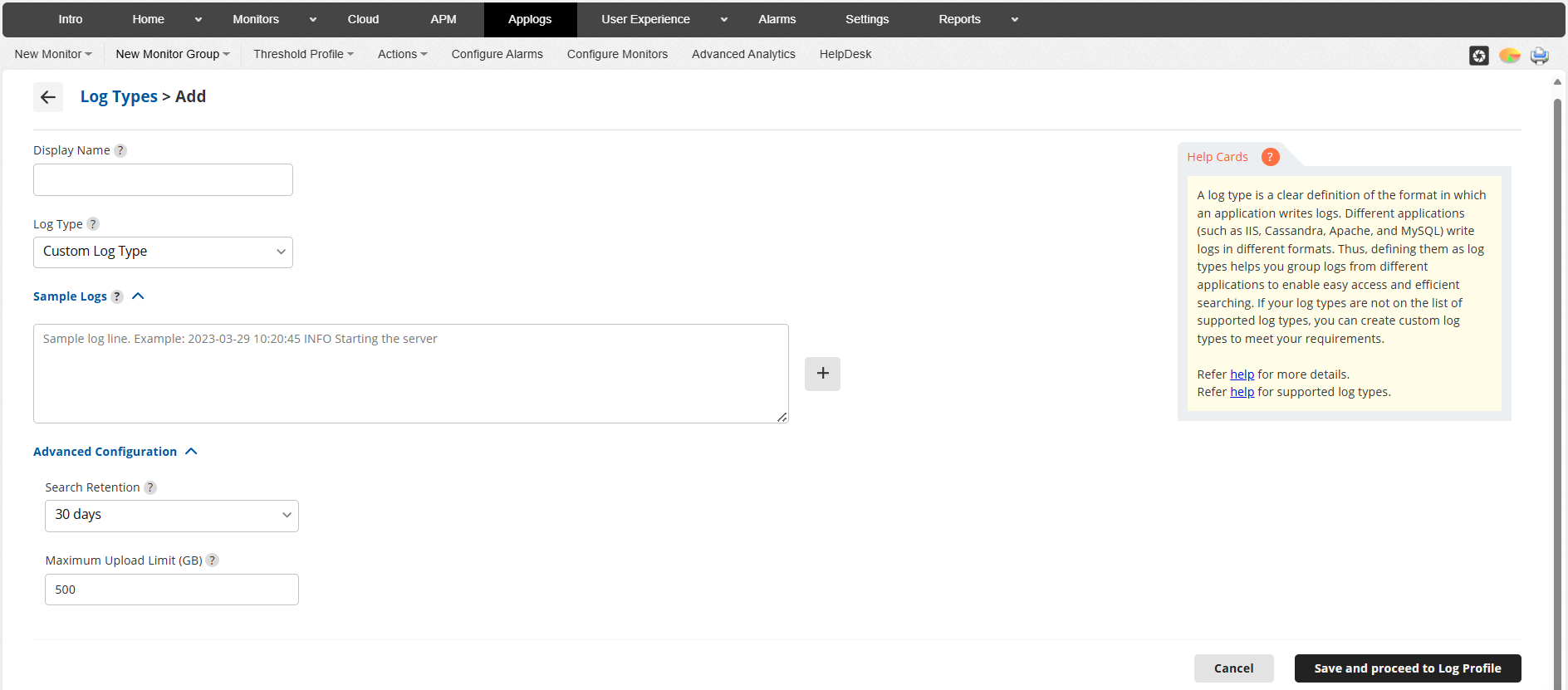 Creating Custom Log Types