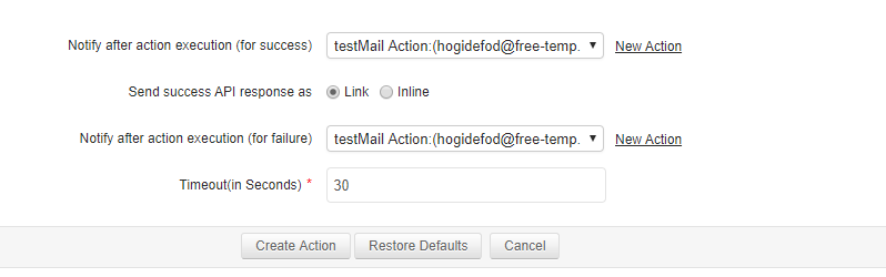 Applications Manager Webhook / REST API Action: Notifying after action execution