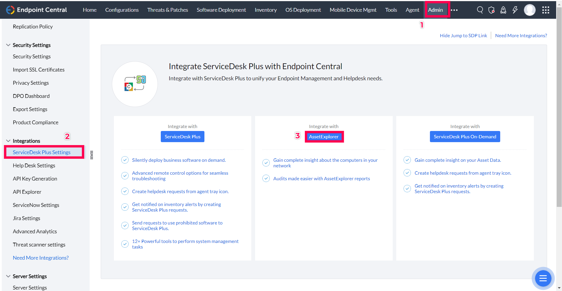 Endpoint Central AssetExplorer Integration Setup
