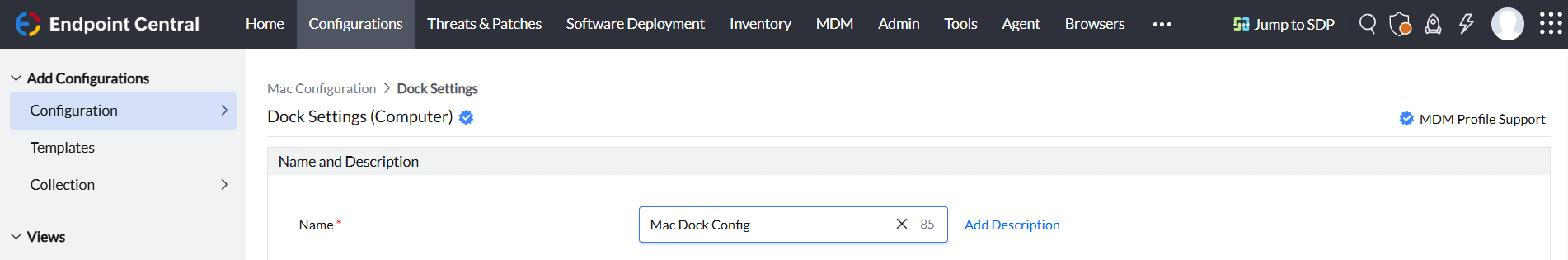 Naming Mac Dock Config