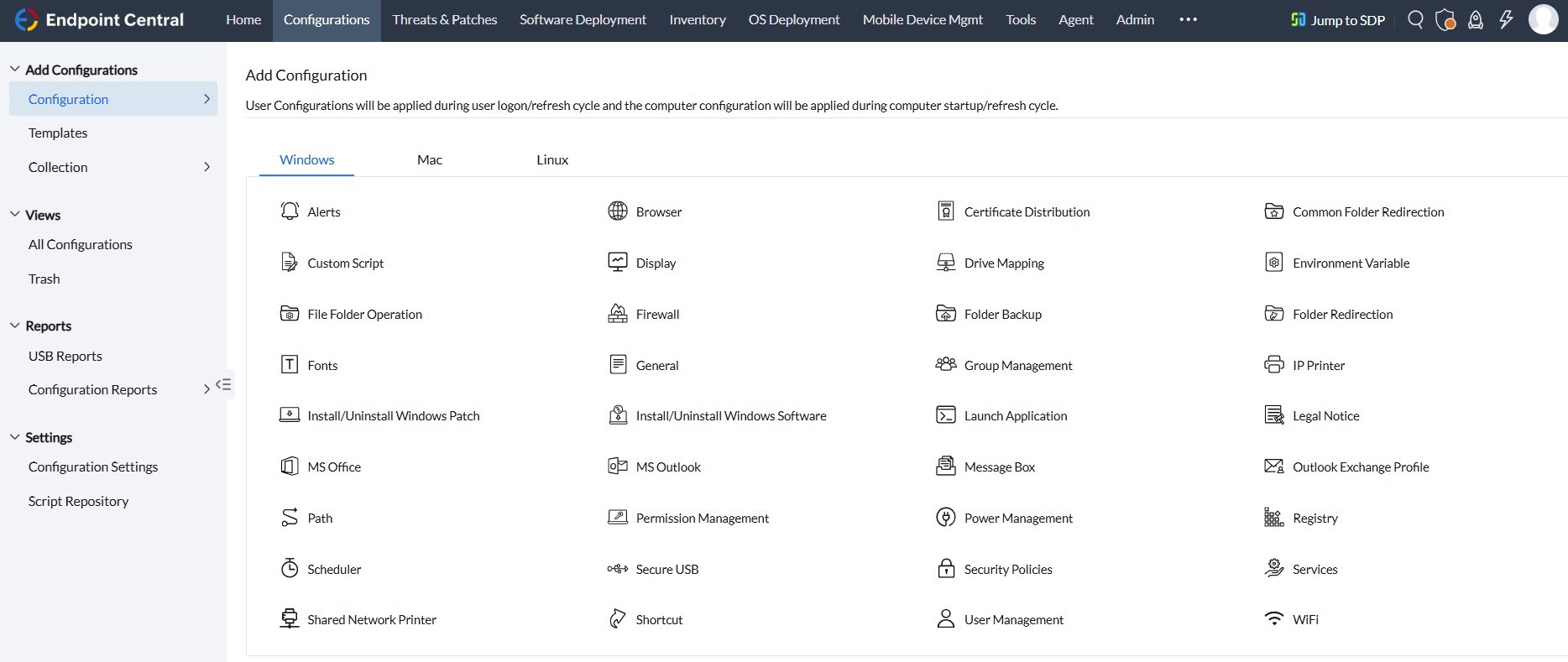 Computer configuration - ManageEngine Endpoint Central Computer Configurations