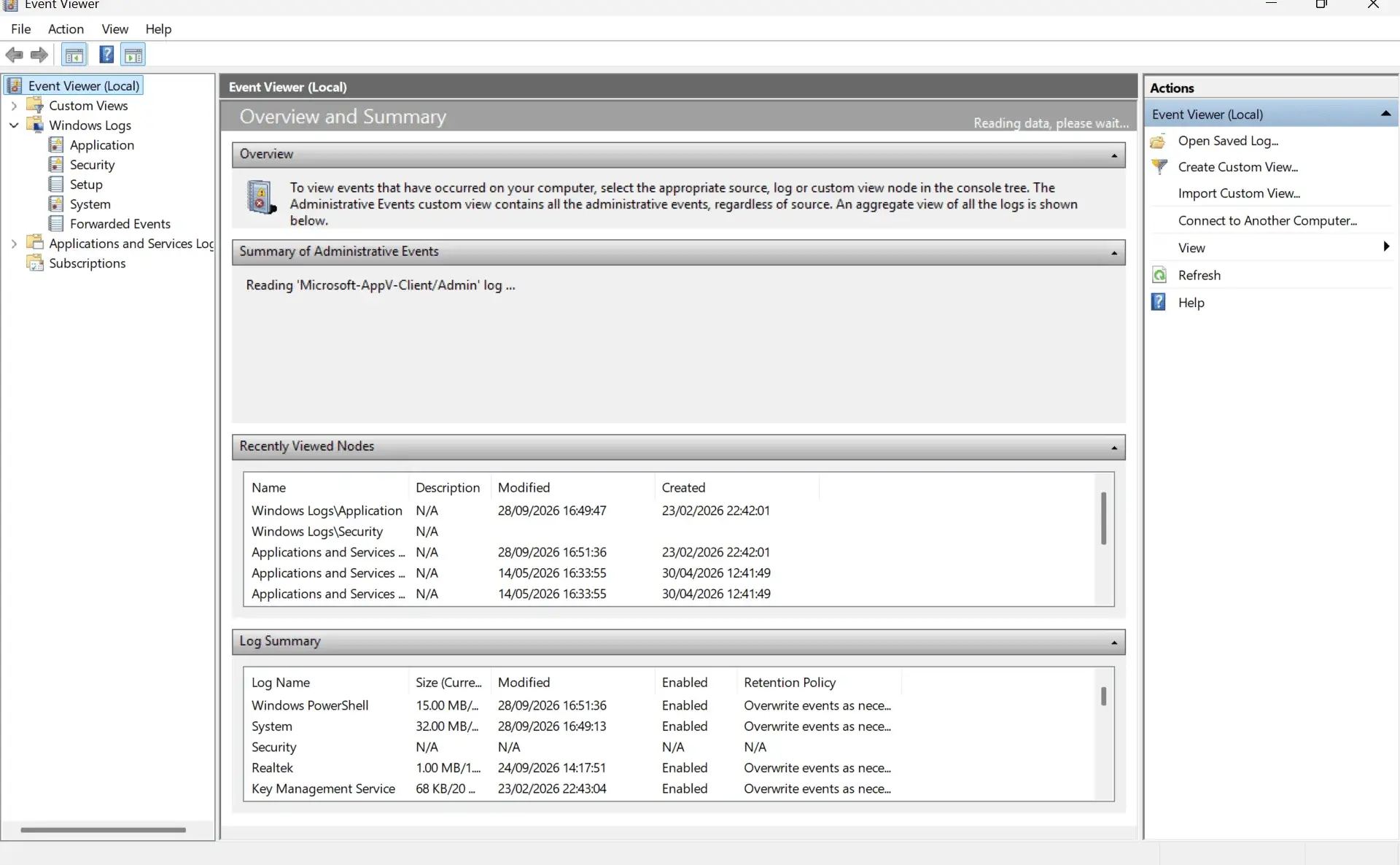Application logs in windows eventviewer