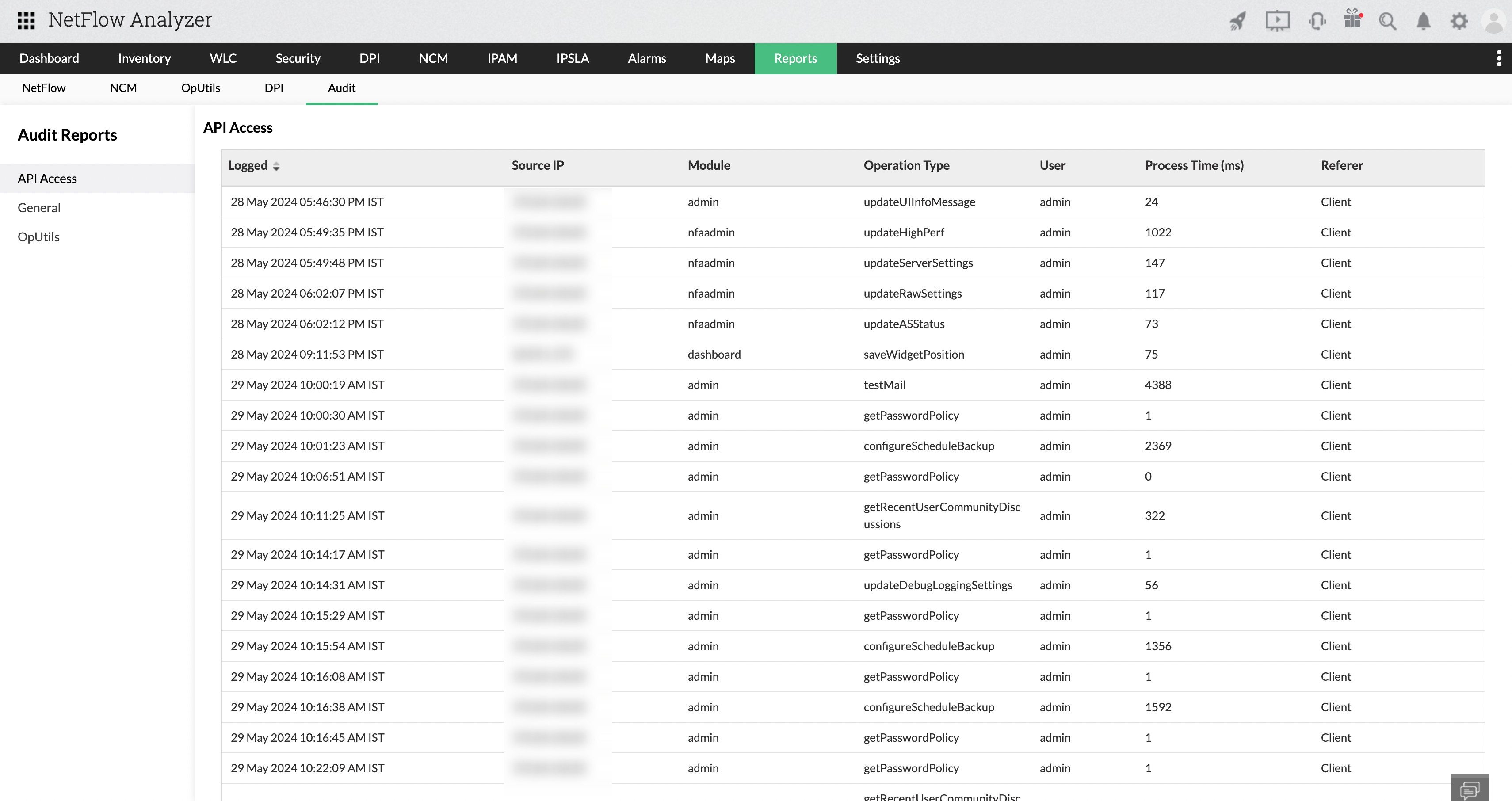 API Access Reports - NetFlow Analyzer