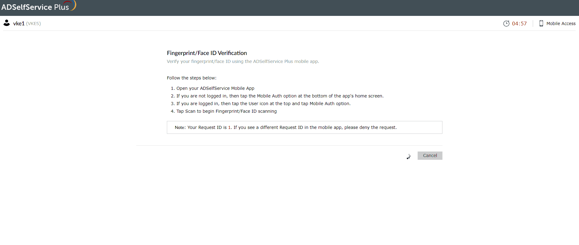 Verifying your identity with Fingerprint or Face ID through the mobile app