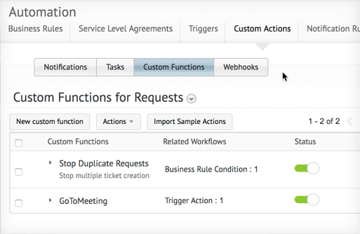 custom request functions
