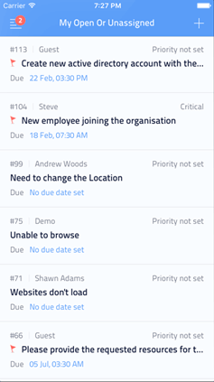 Helpdesk requests on IOS app