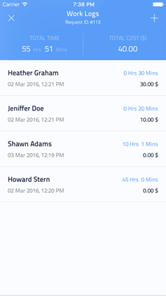 Worklog management on mobile