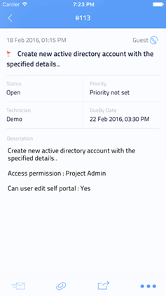 Service request management through iPhone app