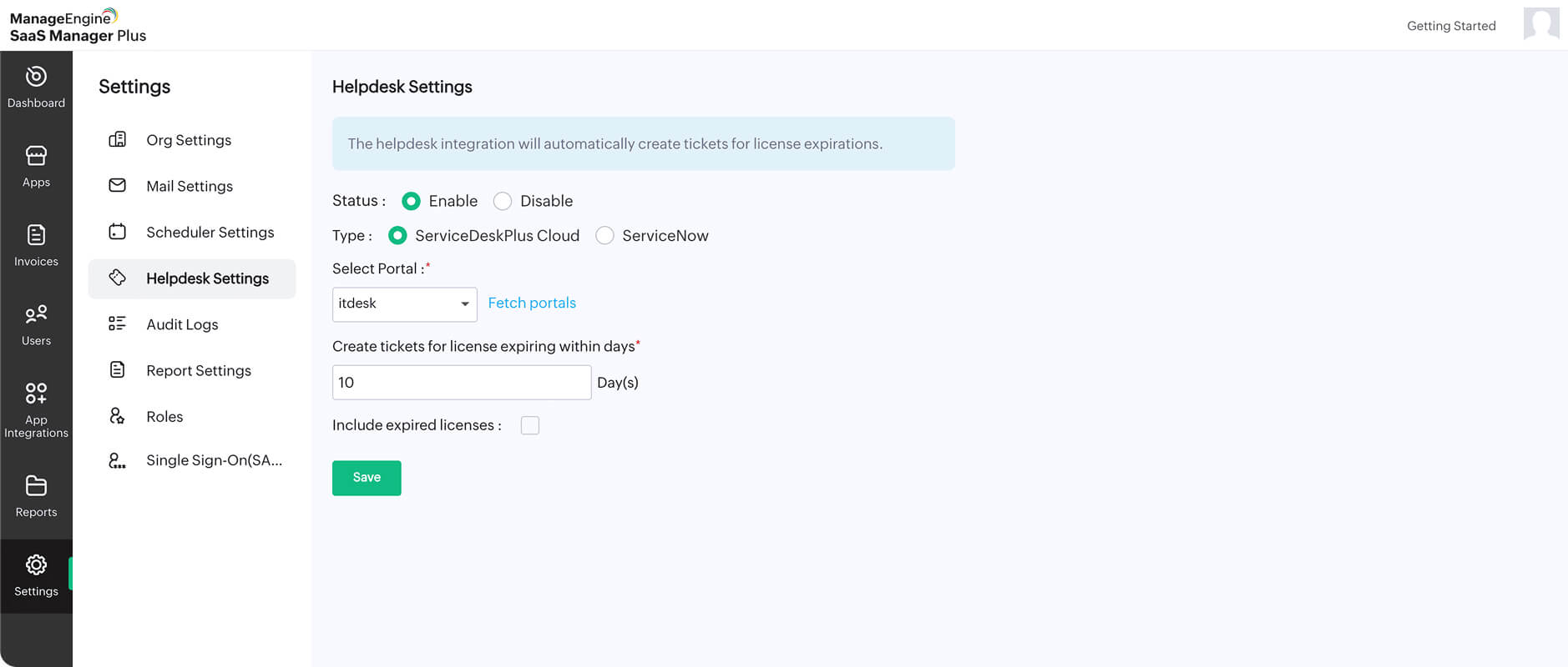Automated SaaS license renewal tracking with ServiceDesk Plus