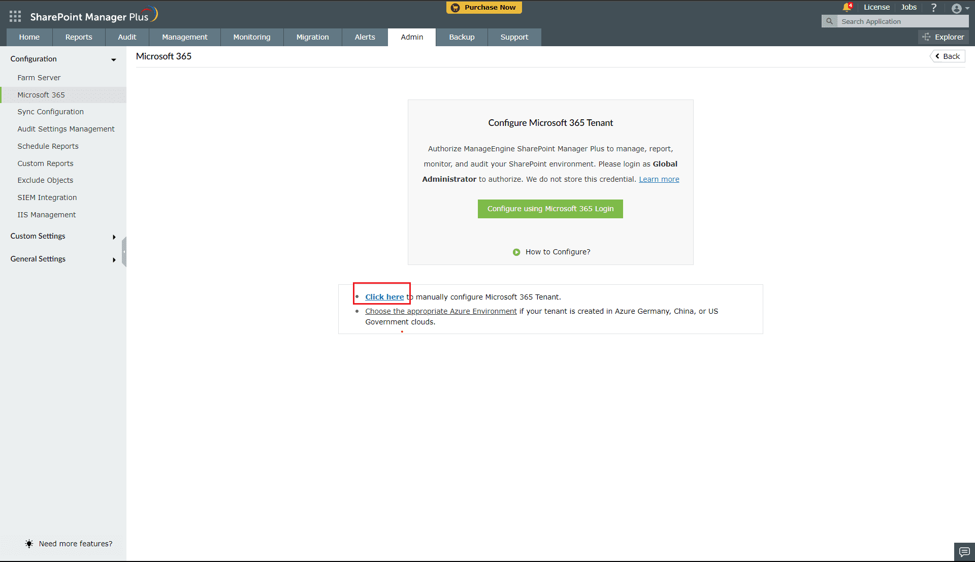 Adding Microsoft 365 tenant manually