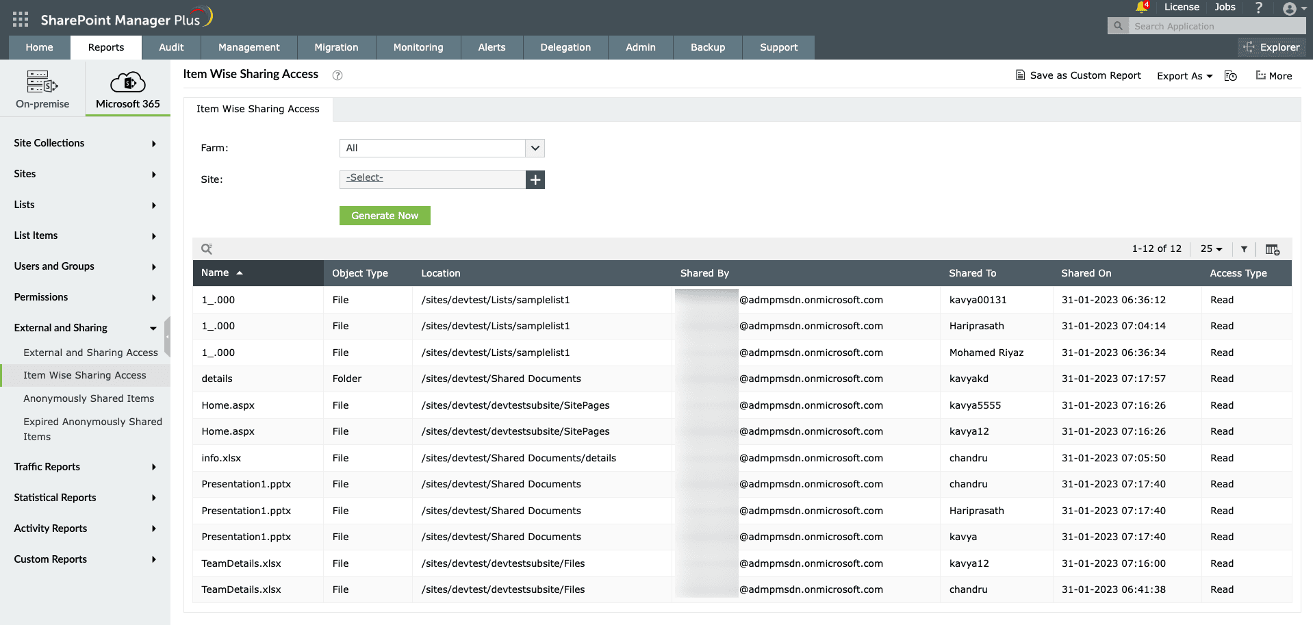 item-wise-sharing-access-report