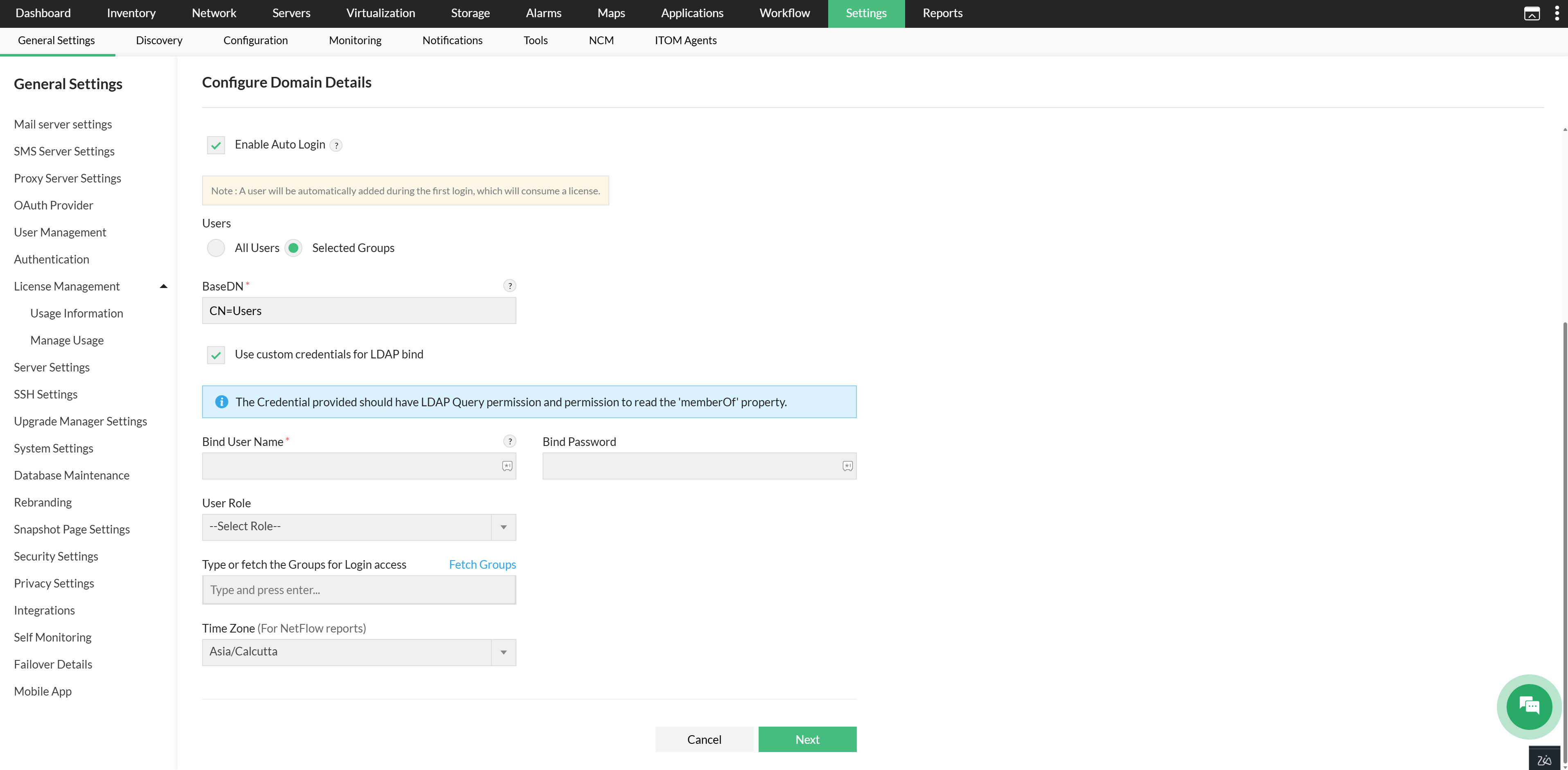 add9 Auto-login configuration in OpManager: Configuration by custom credentials