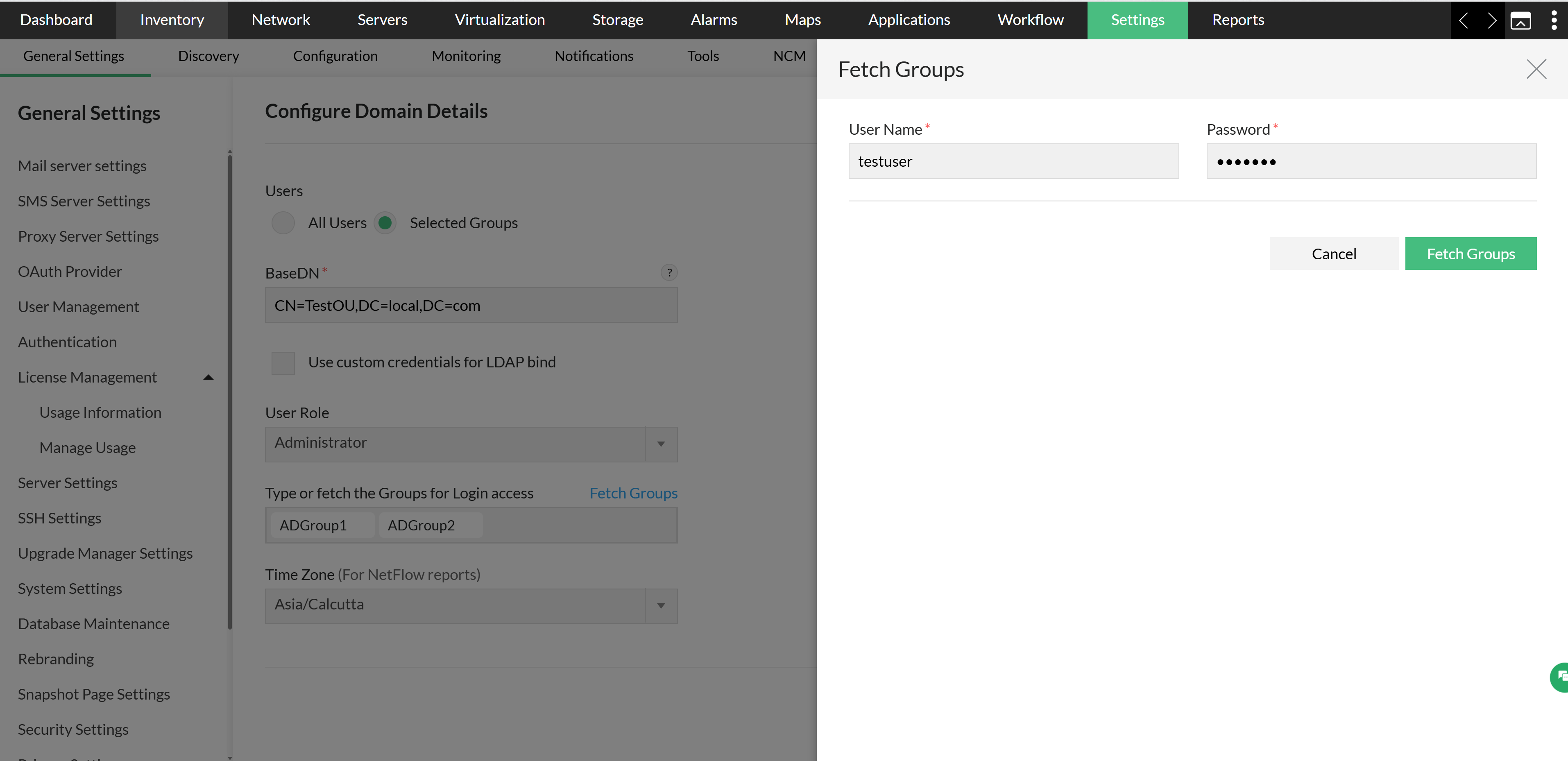 add3 Domain addition in OpManager: AD authentication