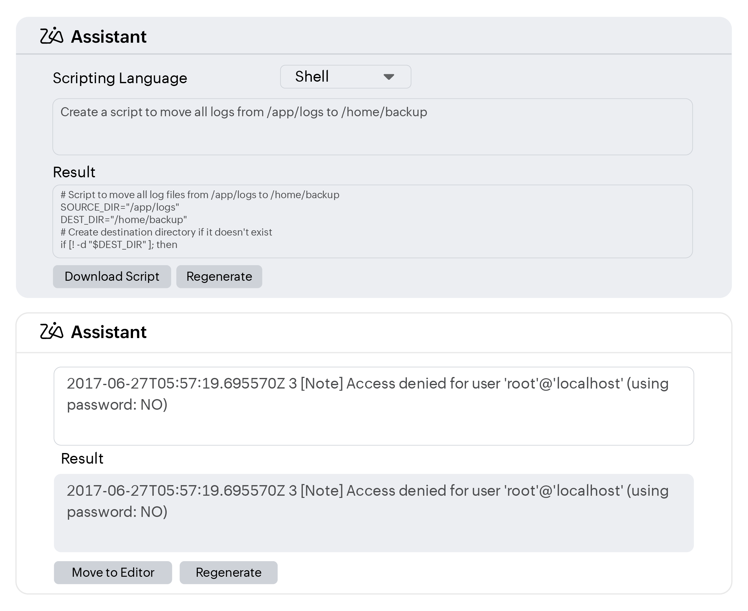 Zia generating scripts in OpManager Nexus