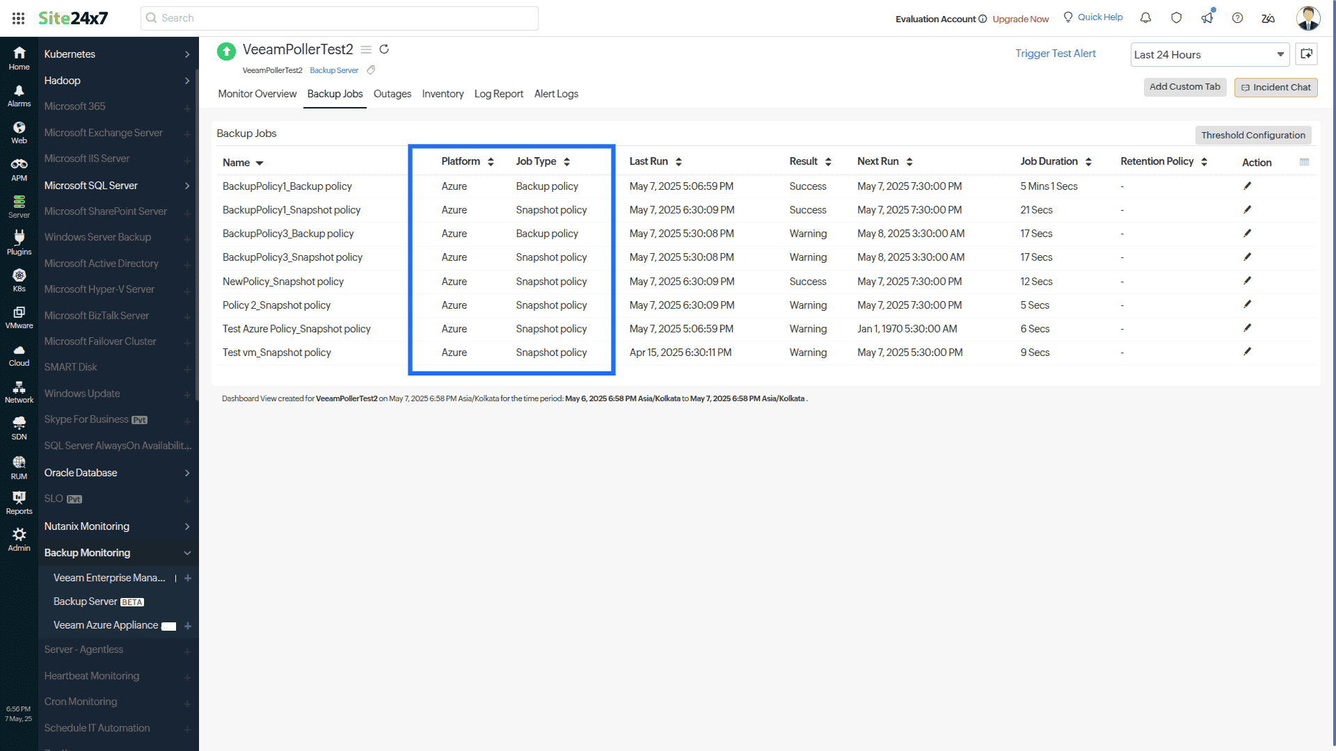 Veeam backup jobs