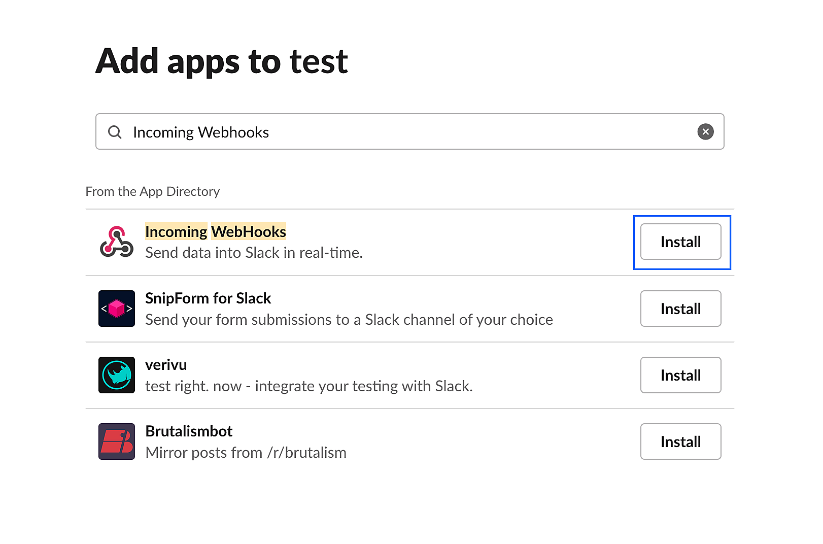 Add apps in webhooks