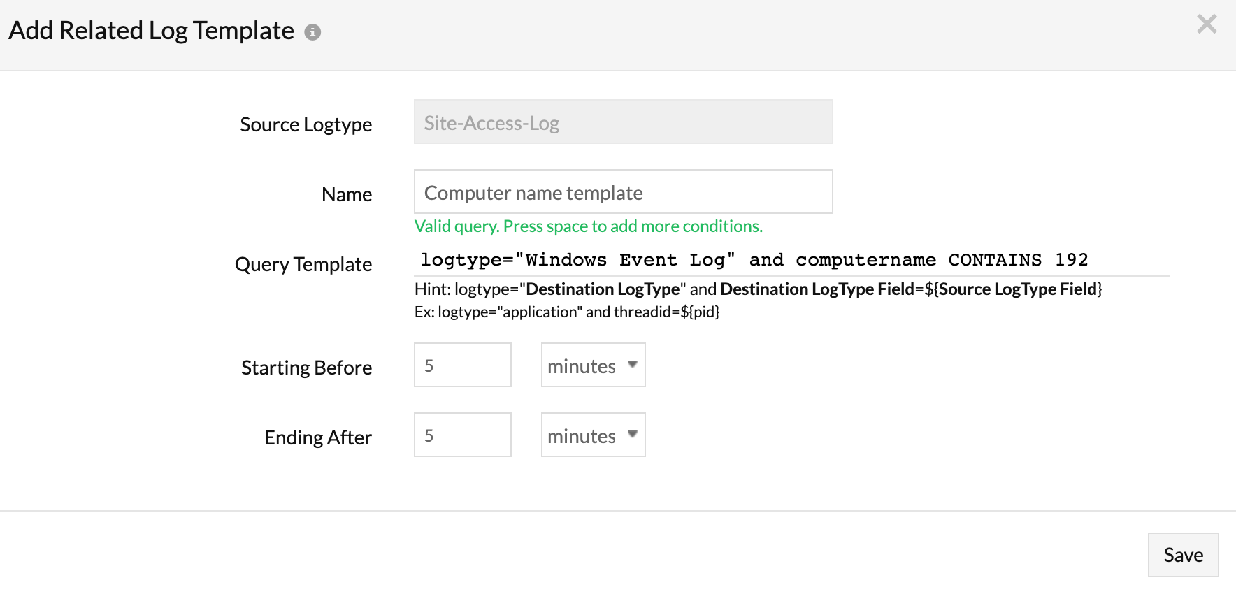 add-related-log-template Add related log templates