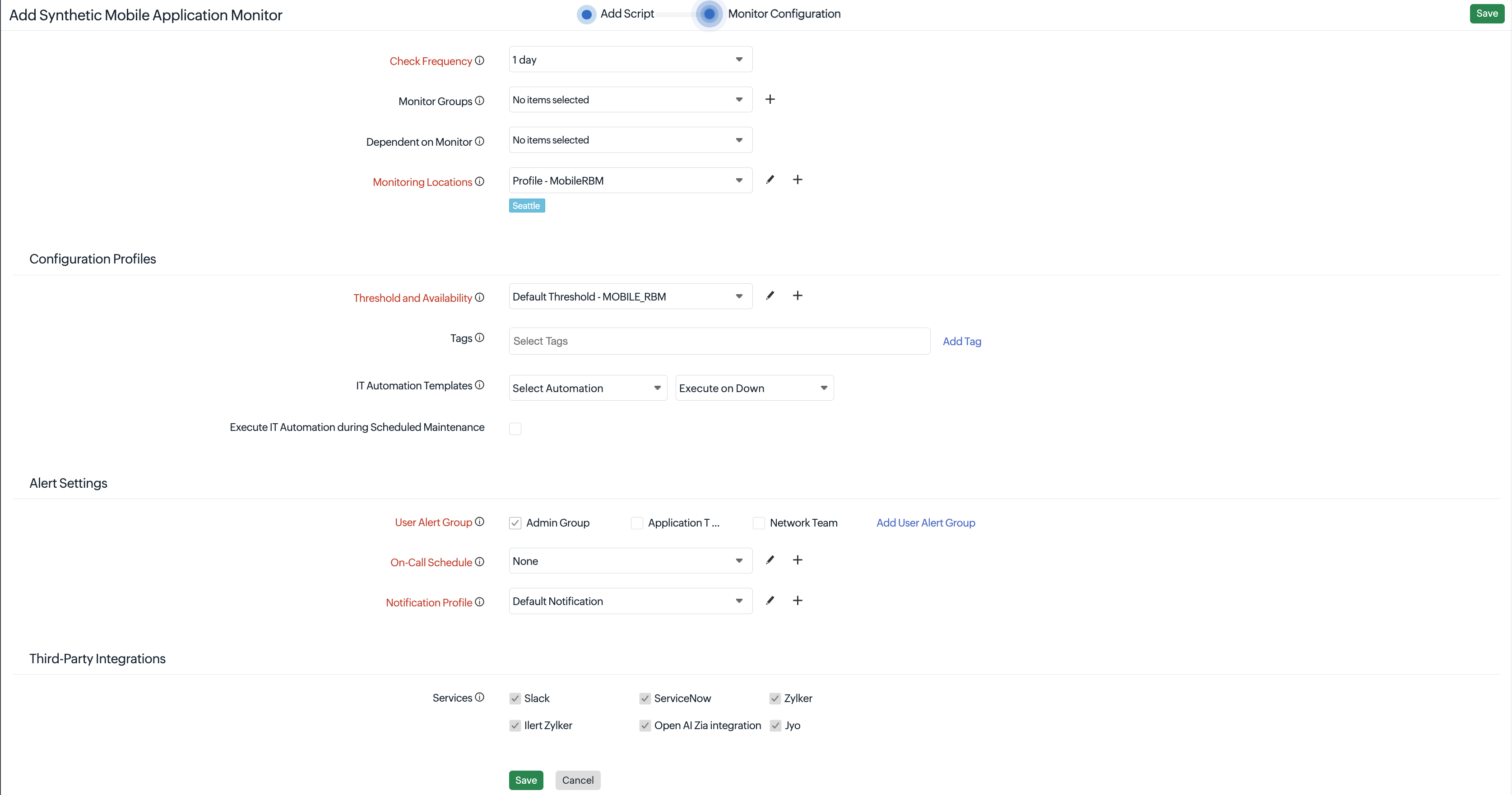 Add Synthetic Mobile Application Add Synthetic Mobile Application - monitor configuration