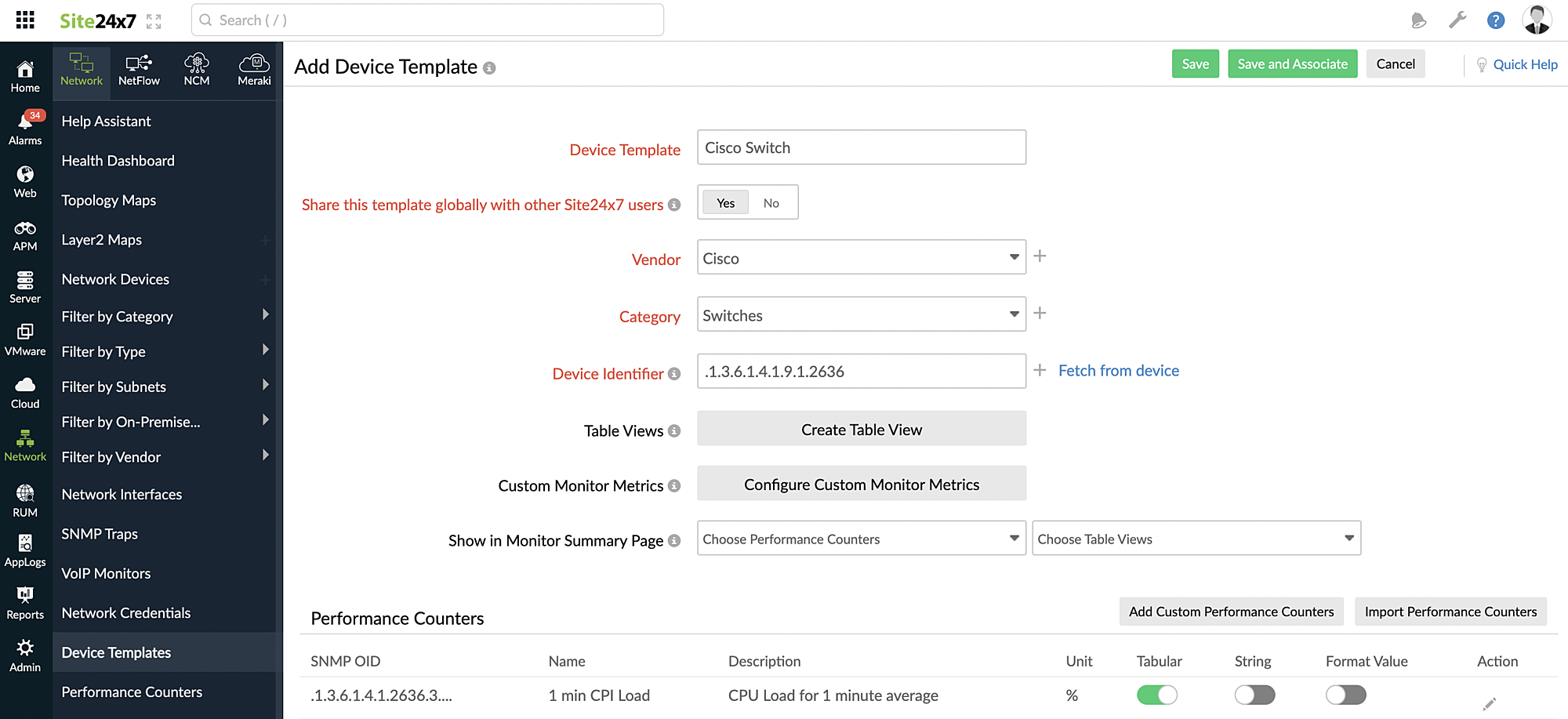 adding-device-template Adding device templates in OpManager Nexus