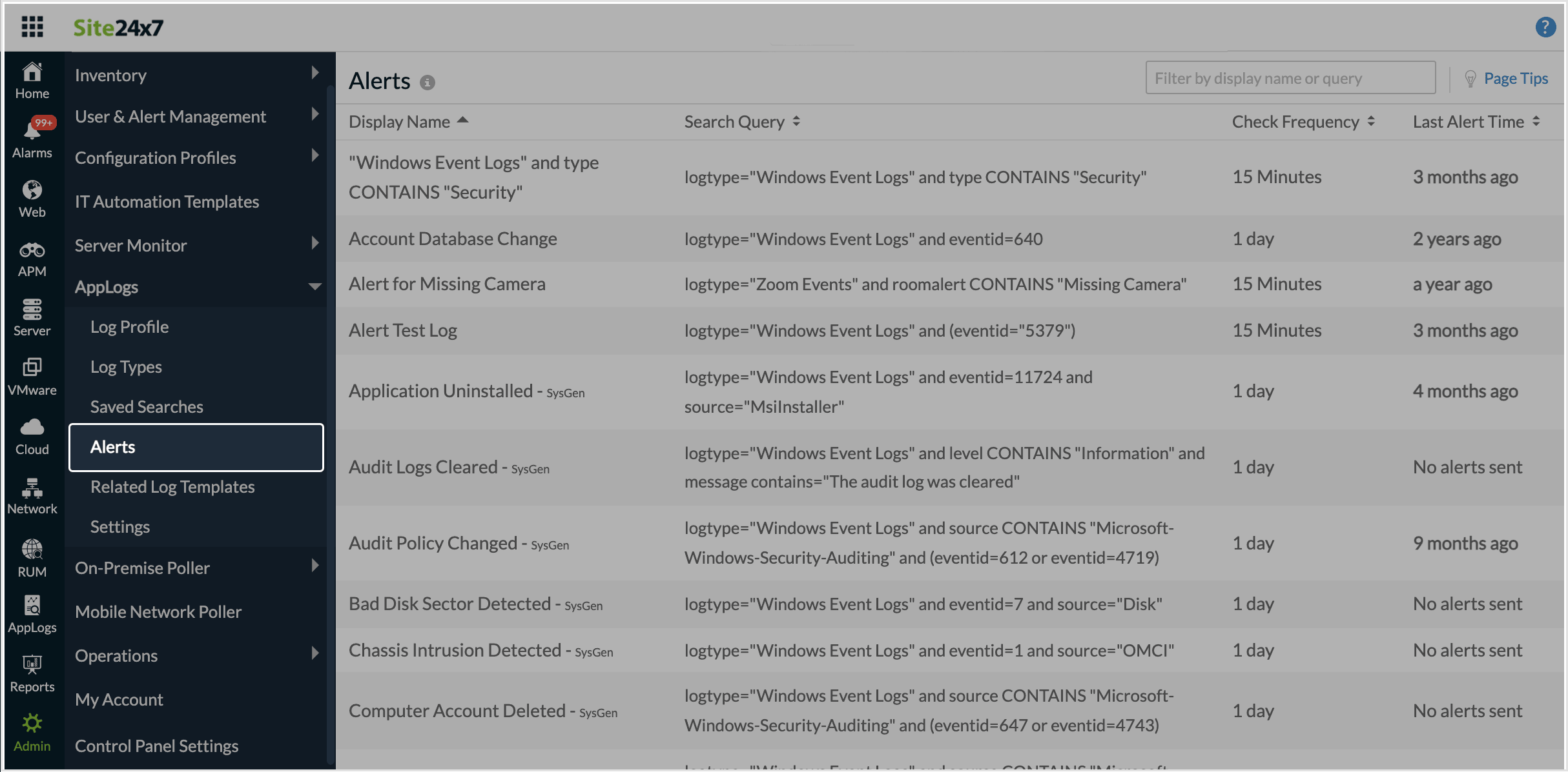 applogs-admin-alert AppLogs alerts