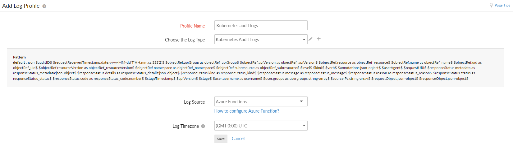 aks-log-profile Log profile