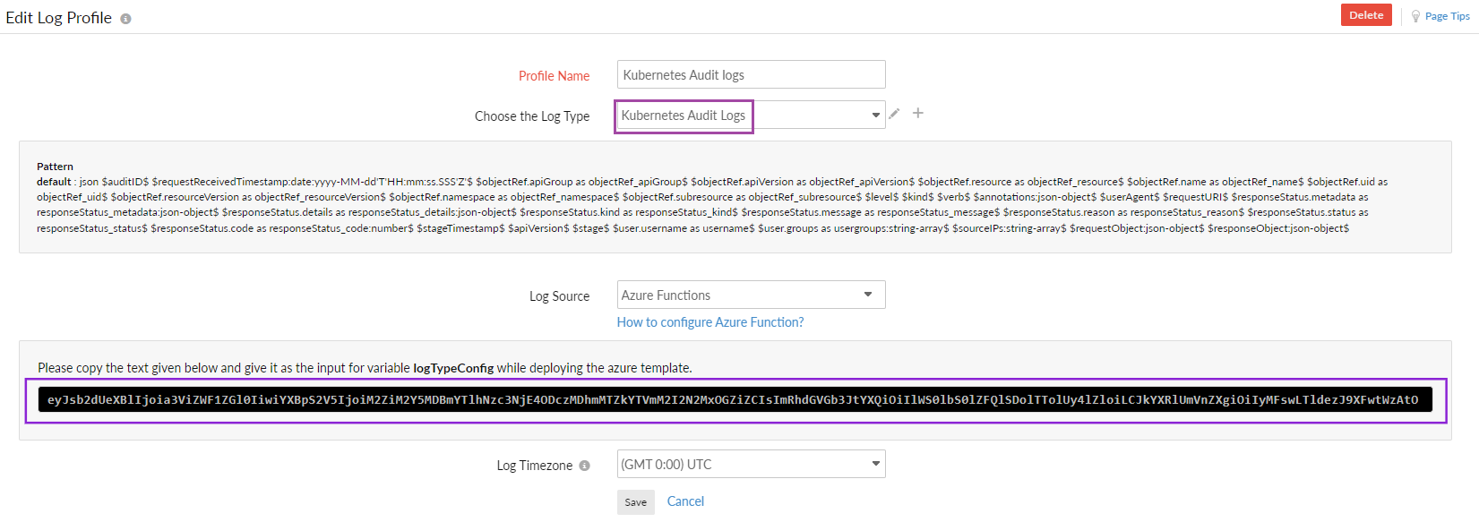aks-logtypeconfig Log type config