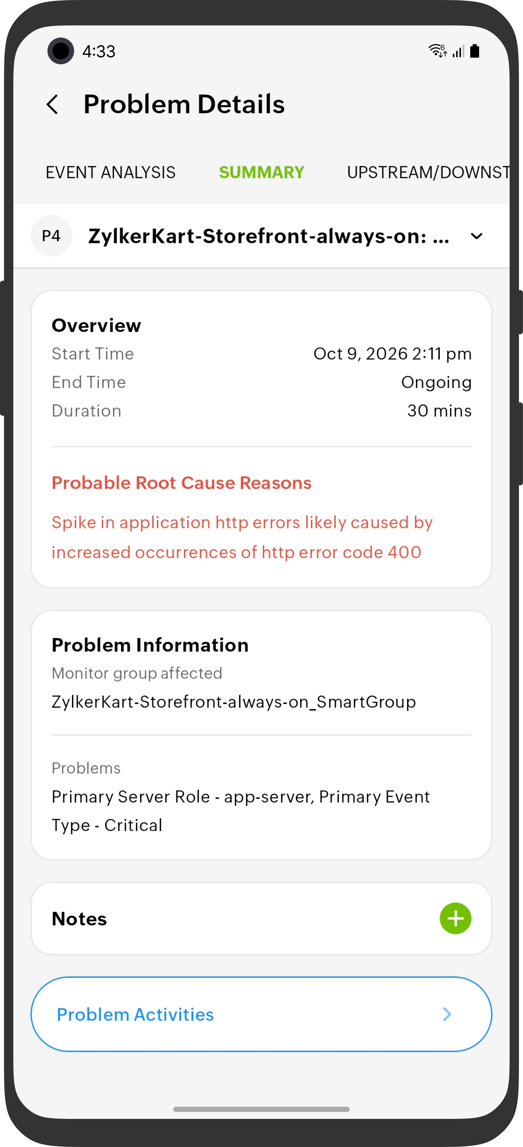Problem Summary Problem Summary