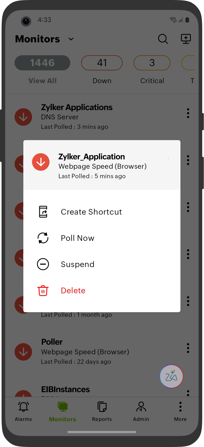 Android monitor pop-up Android monitor pop-up