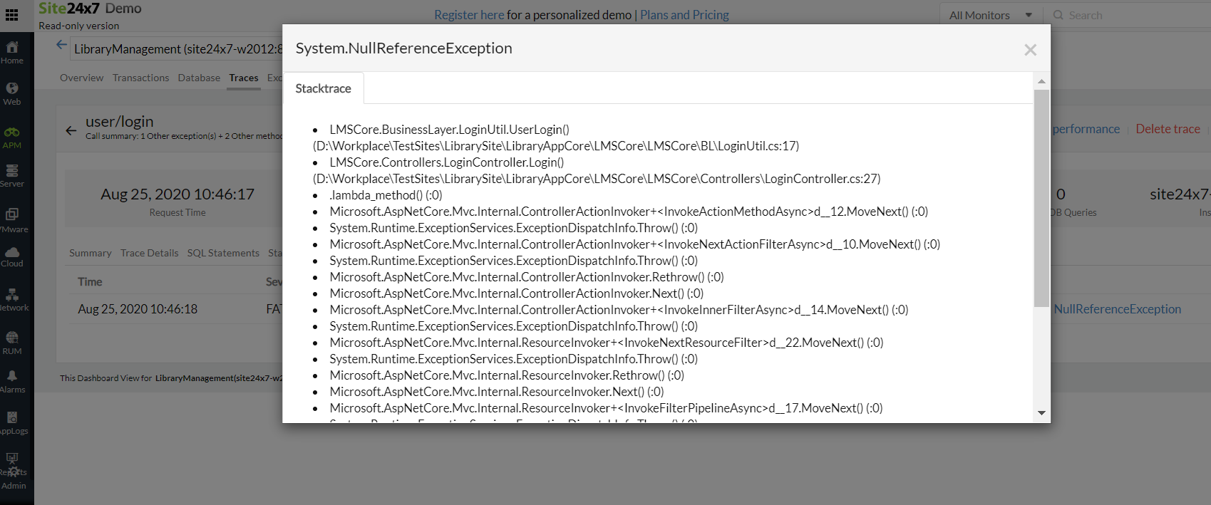 apm-dot-net-handled-exceptions Track exceptions via .NET agent API