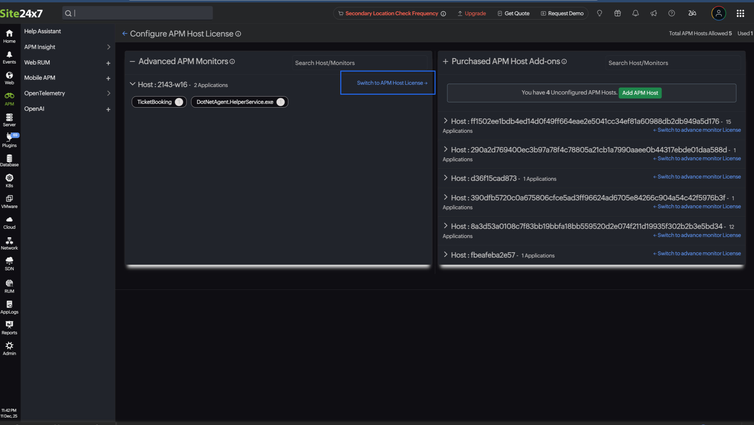 APM Host License Configuration