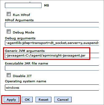 apm-java6 Save agent settings