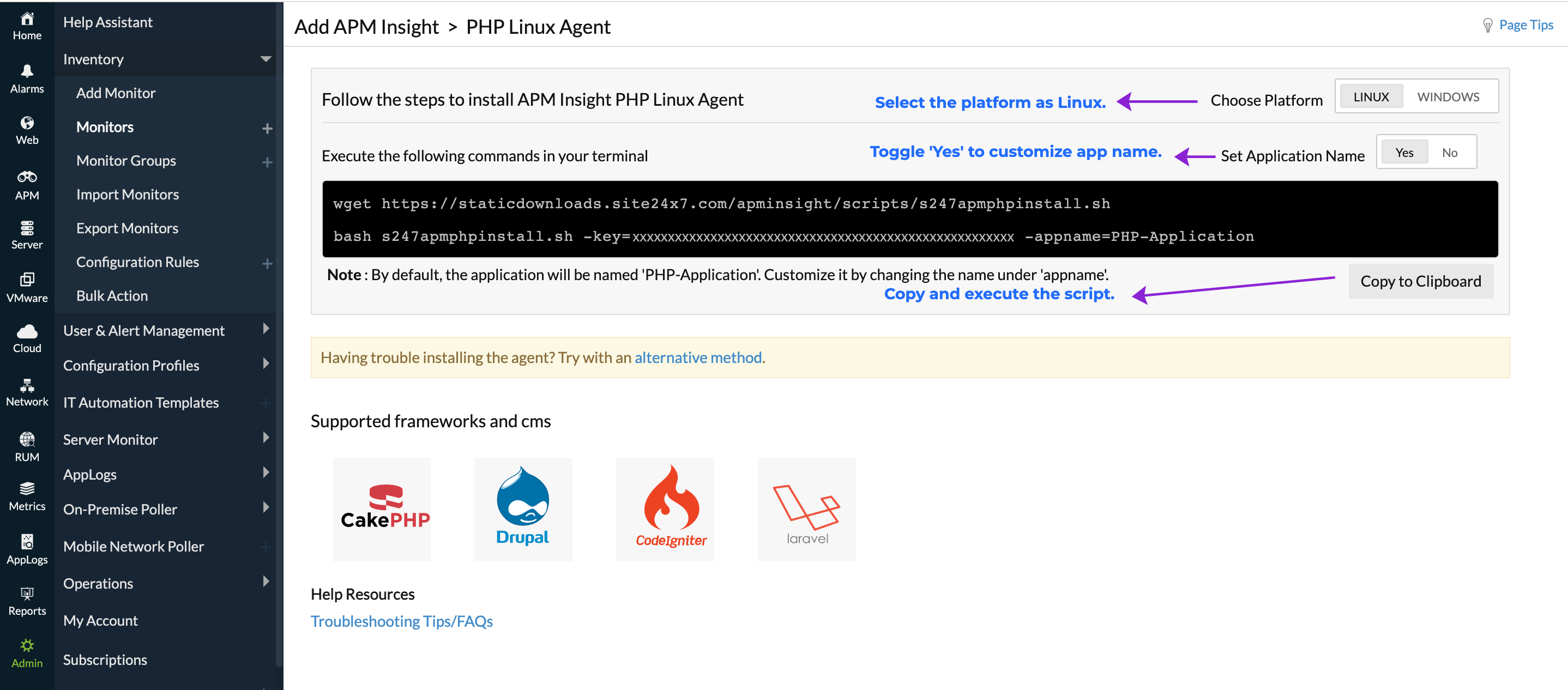 php-install License key