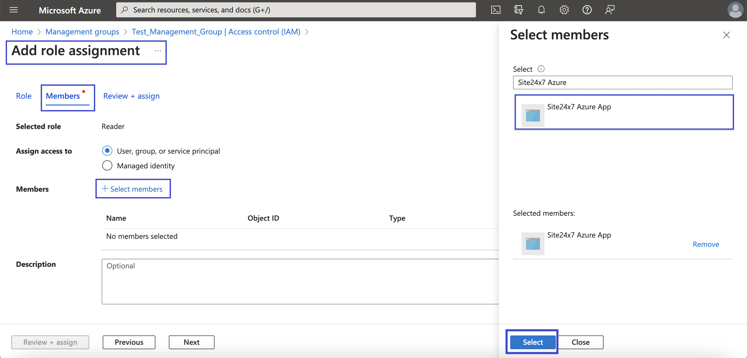 assigning role to the OpManager Nexus App
