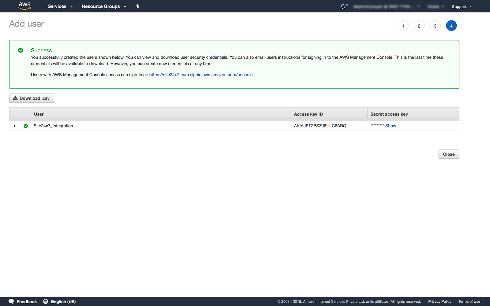 create-aws-iam-user View the access key and secret key