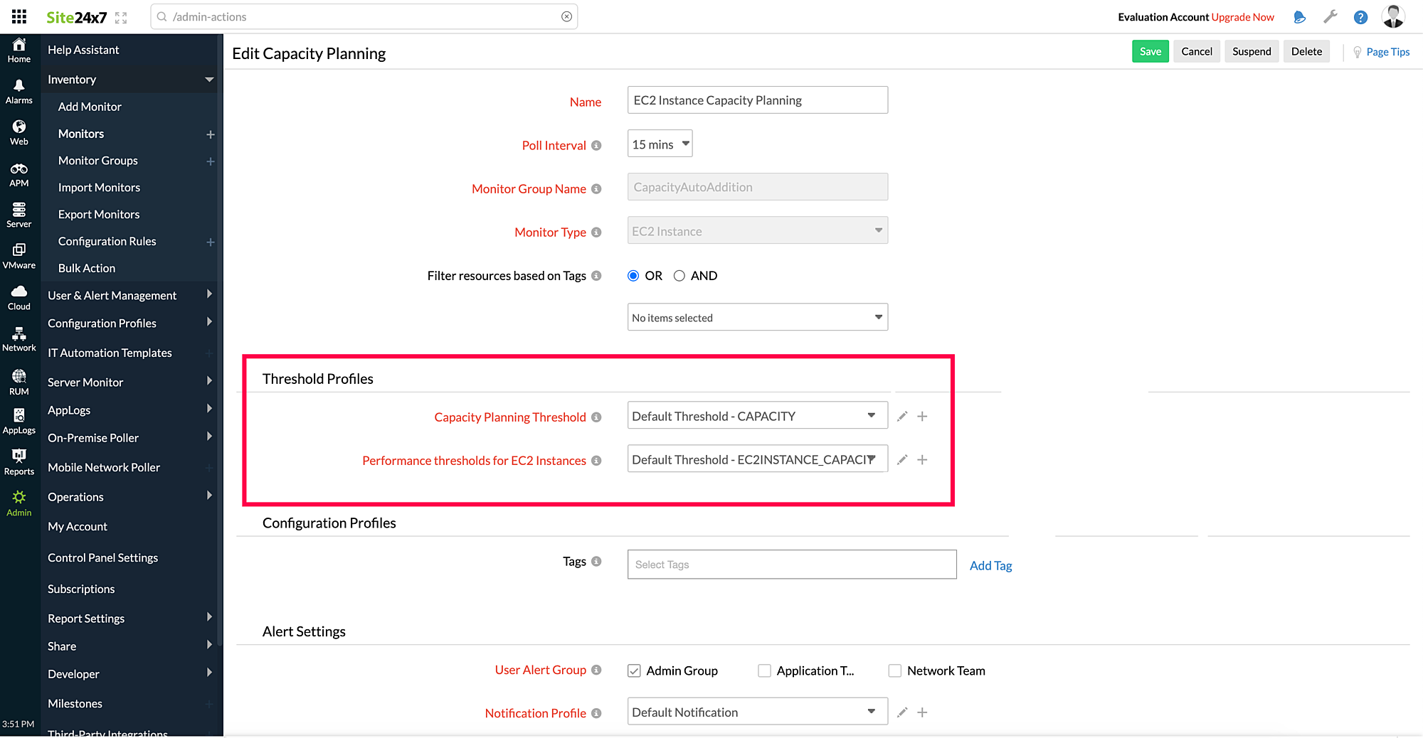 capacity-edit-thresholds edit capacity planning thresholds