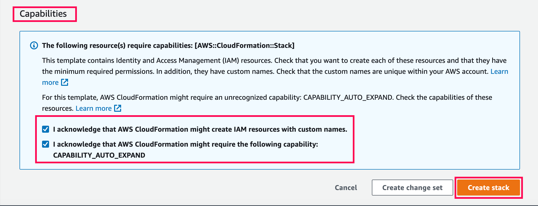 cf_aws_console Creating stack