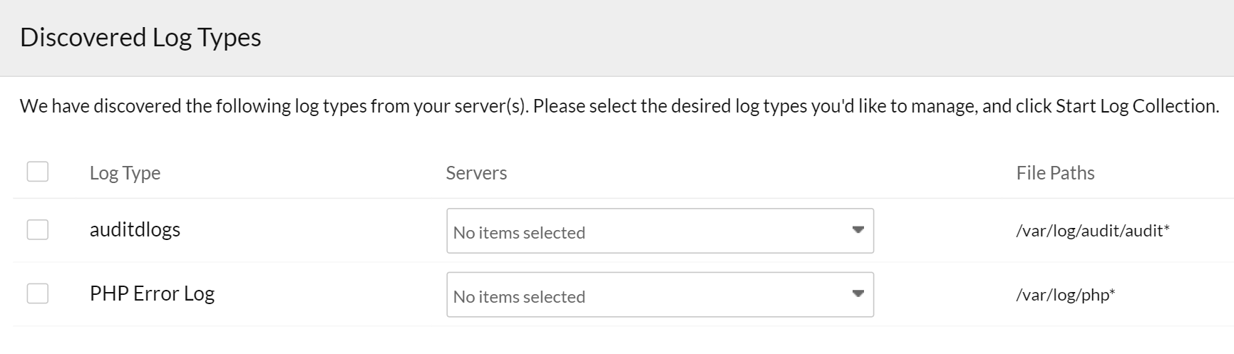 discovered-log-types Discovered log types