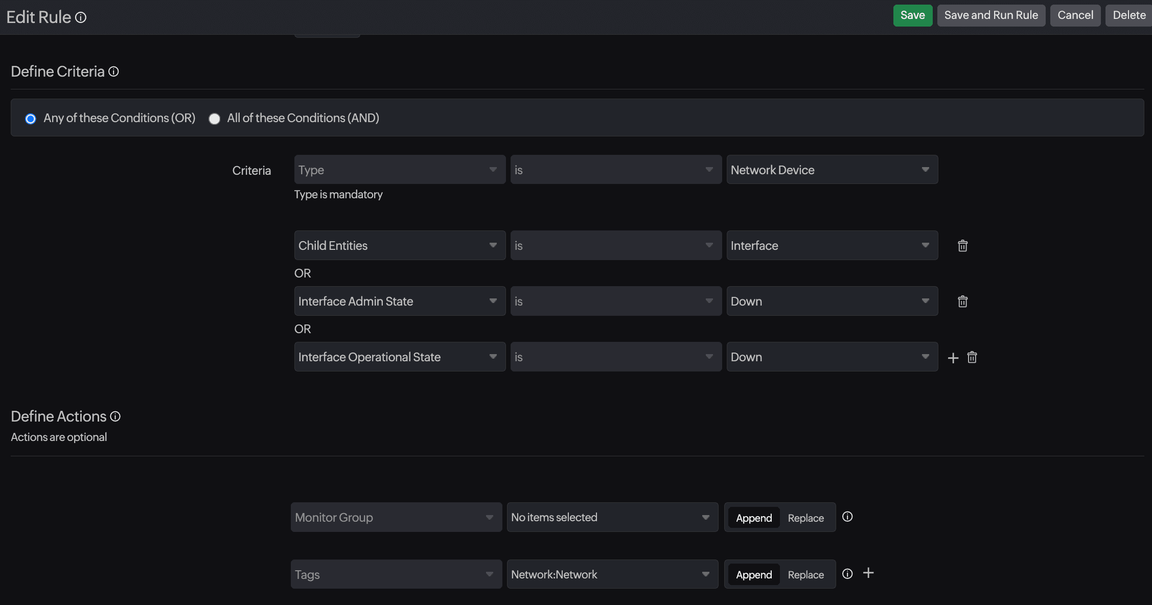 Edit configuration rule