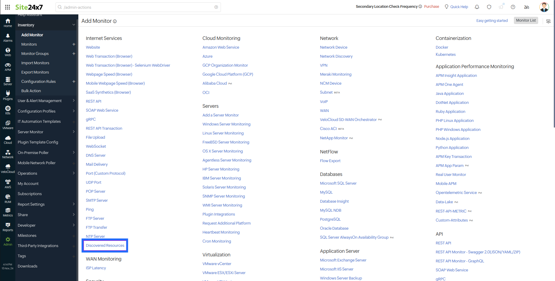 Add Monitors - Discovered Resources Add Monitors - Discovered Resources