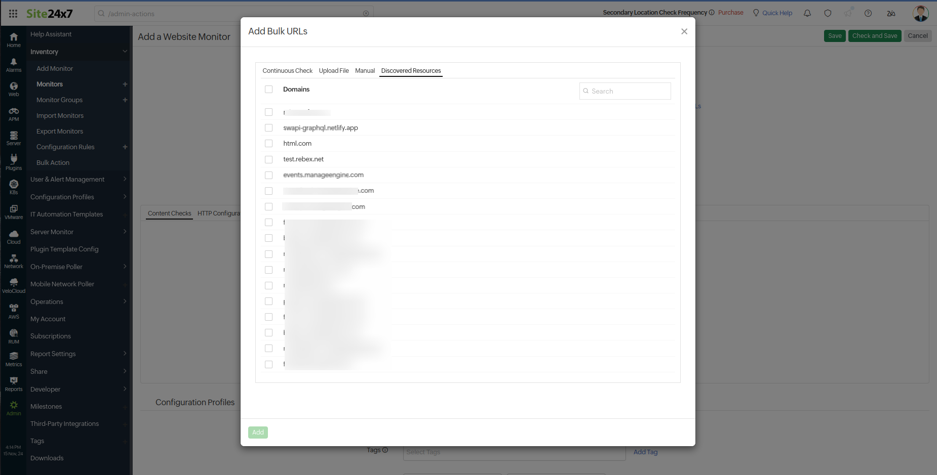 Add Bulk URL - Discovered Resource page Add Bulk URL - Discovered Resource page