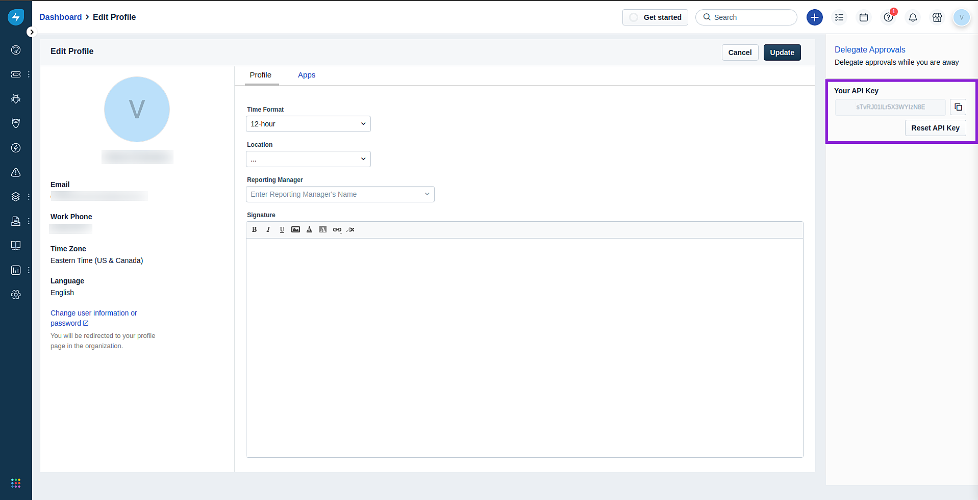 freshservice-api-key view the api key