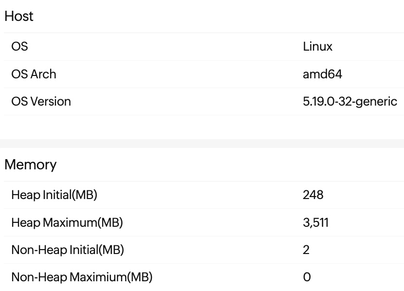 Host memory configuration tab